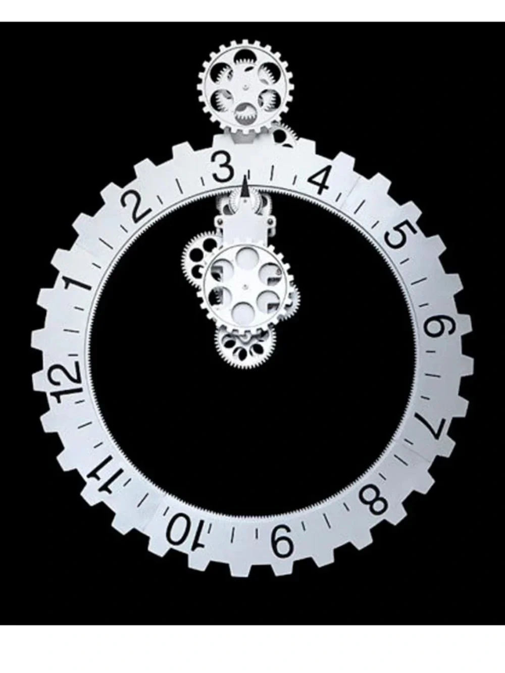 Kikkerland Big Wheel Gear Clock Silver